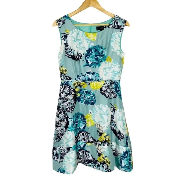 J. Crew Turquoise Blue Aquatic Floral Silk Dress Size Women’s Size 4 - Picture 2 of 13